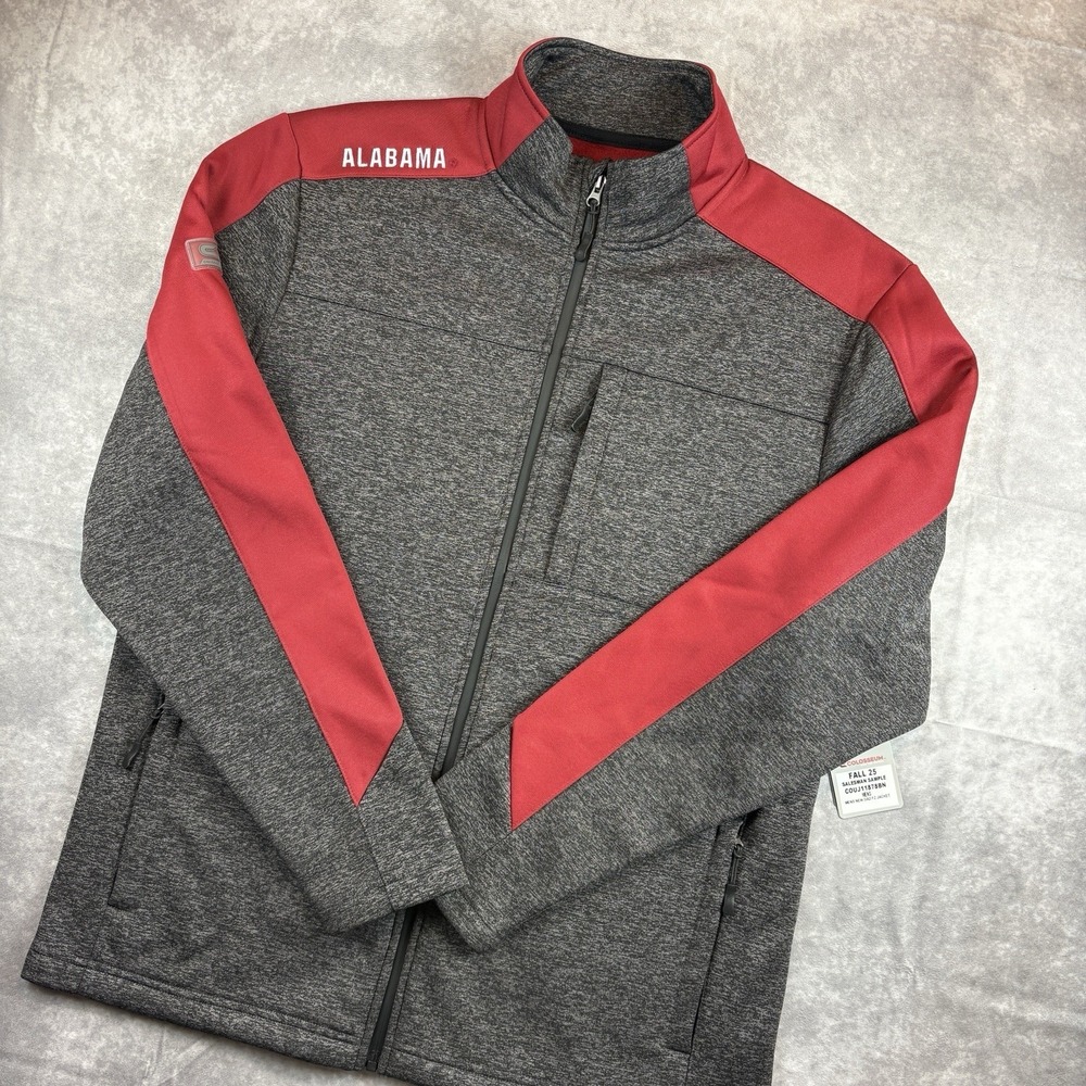 Alabama Crimson Tide Jacket Mens Large Gray Red Full Zip Spell Out College NEW